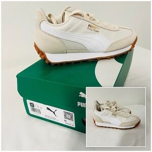 PUMA Kids Easy Rider Vintage PS Size 2C Alpine Snow White Gold Puma Sneakers NIB